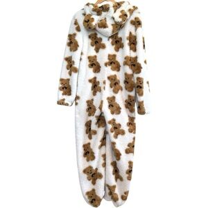 Source Unknown Teddy Onesie Hoodie Ears Sleepwear Very Oversized White Brown